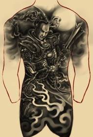 二郎神纹身图片:满背二郎神杨戬纹身图案