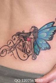 girl's waist good-looking elf wings tattoo pattern