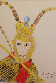 farvepersonlighed Qitian Dasheng Sun Wukong tatoveringsmanuskriptbillede