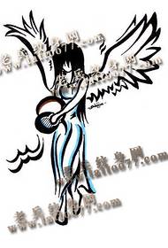 Disinn tat-tatwaġġ Kostellazzjoni: Exquisite Aquarius Angel Tattoo Pattern