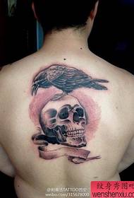 męski z powrotem klasyczna moda szwadron śmierci kruk wzór tatuażu 151228 - męski wzór przystojnej czaszki i pistoletu wzór tatuażu