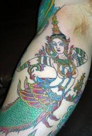 Indisk stil sjöjungfru tatuering mönster