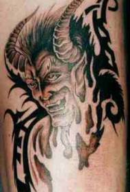 Smiley Longhorn Devil Tattoo Model