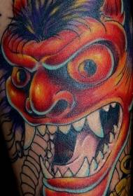 彩色的亚洲风格恶魔纹身图案
