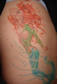 боја ногу реалистична црвена коса тетоважа сирена