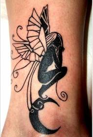 Ankle Black Moon Elf Tattoo Pattern