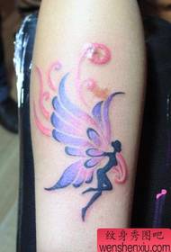 βραχίονα ένα πολύχρωμο μοτίβο τατουάζ φτερό ελβετικό
