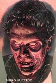 Wzór nogi tatuaż straszny portret zombie