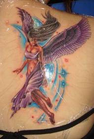 Angel Tattoo Pattern: Belegaj koloraj anĝeloj flugilaj tatuoj sur la ŝultro