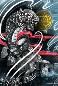 modello di tatuaggio manoscritto leone leone Tang prepotente classico