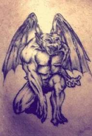 მხრის ნაცრისფერი უზარმაზარი gargoyle tattoo სურათი