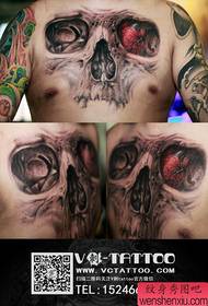 male front chest cool European and American skull tattoo pattern