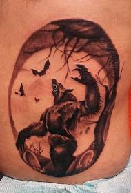 sidoribb svart grå stil fladdermus och tatuering varg tatuering mönster