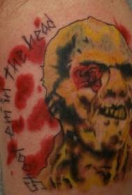 Viileä keltainen zombie -tatuointikuvio
