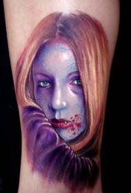 leg color female vampire portrait tattoo pattern
