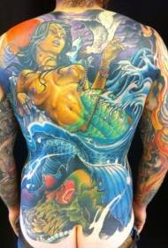 pattern ng male full back color sirena tattoo