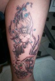 Mfano wa rangi ya mguu na picha ya tattoo ya mermaid