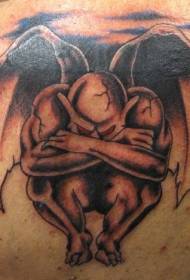 back brown gargoyle tattoo pattern