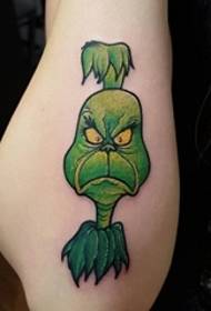 modello di tatuaggio di cartone animato divertente linea colore tatuaggio fantasma elfo film