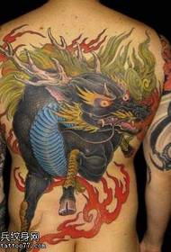 modello di tatuaggio unicorno nero posteriore