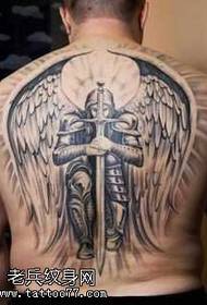 повну спину ангел воїн татуювання візерунок