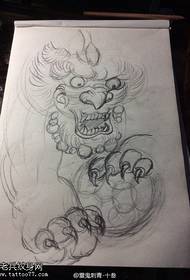 Tang Lion Line Draft Tattoo Picture