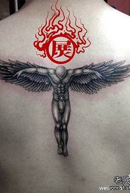 back classic pop A black and white angel tattoo pattern