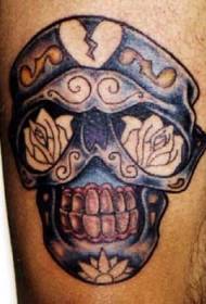 color skull and flower tattoo pattern