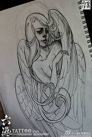 Sketch Manuscript Pattern Angel Tattoo