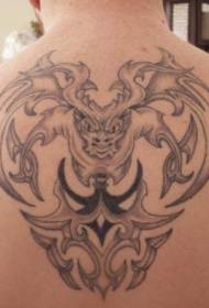 terug grijze stenen standbeeld Geest en tribal bloem tattoo patroon