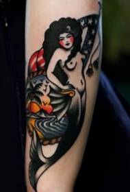 mermaid tattoo pattern - painted watercolor sketch creative literary beautiful mermaid tattoo pattern