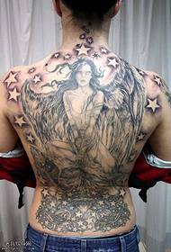 fuld tilbage engel kriger tatovering mønster