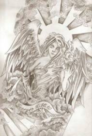 rukopis velký anděl černá šedá rukopis velký anděl tetování