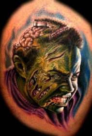 kafada launi mai ban tsoro zombie hoto tattoo