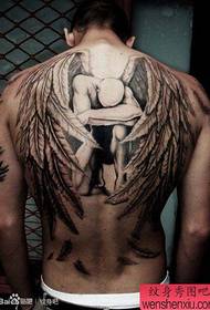 männlech zréck Klassesch cool Engel Flügel Tattoo Muster
