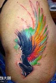 Pattern di tatuaggi di culore d'angelo di gamba