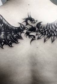 um grupo de demônios anjo padrão de tatuagem de asa