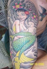 farba na plece morská panna a detské tetovanie