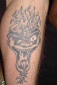 Angry Devil Tattoo Patroon in Flame