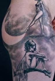 modello di tatuaggio di due elfi e luna 152695 - una coppia di ali con un modello di tatuaggio fata