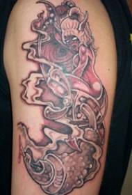 modello di tatuaggio demone fantasma femminile e foschia