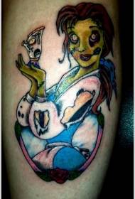 Zombie-tyylin keiju Cinderella Creeper -tatuointikuvio