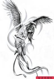 ایک خوبصورت سیاہ اور سفید فرشتہ ٹیٹو پیٹرن