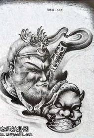 Manuscript zwart en wit zon Wukong tattoo patroon
