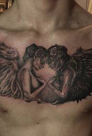 男士胸部經典經典不死天使紋身圖案