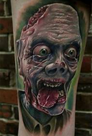 Šausmu stila biedējošais zombiju tetovējums