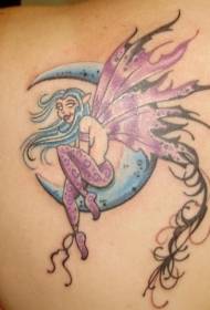 Plavi uzorak tetovaže plavog mjeseca i vilenjaka
