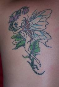 Vijolični vzorec cvetja in elfov tatoo