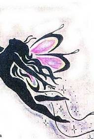 patrón de tatuaje de elfo ángel blanco y negro