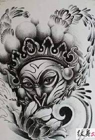 Qitian Dasheng Sun Wukong melnbalto tetovējumu manuskripts
